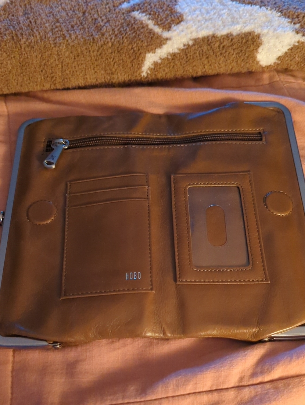 HOBO Brown Leather Organizer Wallet with ID Window